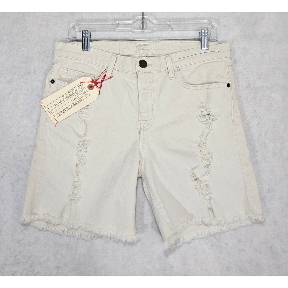 Current/Elliott Denim Cut Off Shorts Womens 30 NEW Boyfriend Distressed White